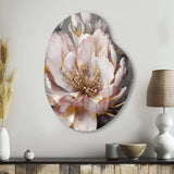 Pink Grey Peonies Blooming III - Asymmetric Metal Wall Art