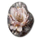 Pink Grey Peonies Blooming III - Asymmetric Metal Wall Art