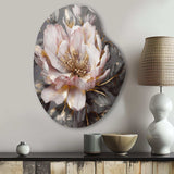 Pink Grey Peonies Blooming III - Asymmetric Metal Wall Art