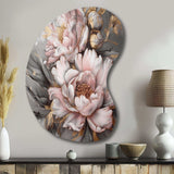 Pink Grey Peonies Elegance I - Asymmetric Metal Wall Art