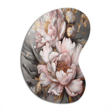 Pink Grey Peonies Elegance I - Asymmetric Metal Wall Art