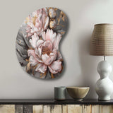 Pink Grey Peonies Elegance I - Asymmetric Metal Wall Art