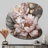 Pink Grey Peonies Elegance I - Asymmetric Metal Wall Art