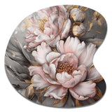 Pink Grey Peonies Elegance I - Asymmetric Metal Wall Art