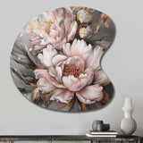 Pink Grey Peonies Elegance I - Asymmetric Metal Wall Art