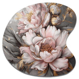 Pink Grey Peonies Elegance I - Asymmetric Metal Wall Art