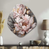 Pink Grey Peonies Elegance I - Asymmetric Metal Wall Art