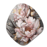 Pink Grey Peonies Elegance I - Asymmetric Metal Wall Art