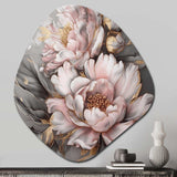 Pink Grey Peonies Elegance I - Asymmetric Metal Wall Art