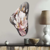 Pink Grey Peonies Elegance II - Asymmetric Metal Wall Art