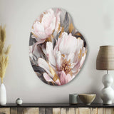 Pink Grey Peonies Elegance II - Asymmetric Metal Wall Art