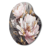 Pink Grey Peonies Elegance II - Asymmetric Metal Wall Art