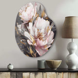 Pink Grey Peonies Elegance II - Asymmetric Metal Wall Art