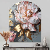 Pink Grey Peonies Elegance IV - Asymmetric Metal Wall Art