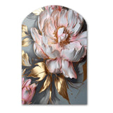 Pink Grey Peonies Elegance IV - Asymmetric Metal Wall Art