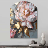 Pink Grey Peonies Elegance IV - Asymmetric Metal Wall Art