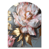 Pink Grey Peonies Elegance IV - Asymmetric Metal Wall Art