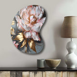 Pink Grey Peonies Elegance IV - Asymmetric Metal Wall Art