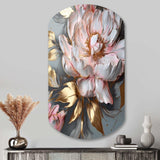 Pink Grey Peonies Elegance IV - Asymmetric Metal Wall Art