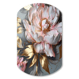 Pink Grey Peonies Elegance IV - Asymmetric Metal Wall Art