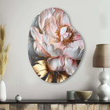 Pink Grey Peonies Elegance IV - Asymmetric Metal Wall Art