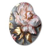 Pink Grey Peonies Elegance IV - Asymmetric Metal Wall Art