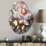 Pink Grey Peonies Elegance IV - Asymmetric Metal Wall Art