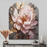 Pink Gold Peonies Petals - Asymmetric Metal Wall Art