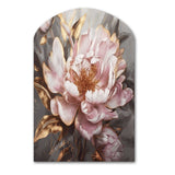 Pink Gold Peonies Petals - Asymmetric Metal Wall Art