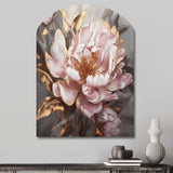 Pink Gold Peonies Petals - Asymmetric Metal Wall Art