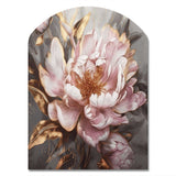 Pink Gold Peonies Petals - Asymmetric Metal Wall Art