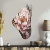 Pink Gold Peonies Petals - Asymmetric Metal Wall Art