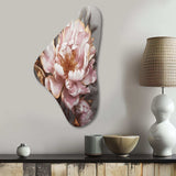 Pink Gold Peonies Petals - Asymmetric Metal Wall Art