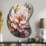 Pink Gold Peonies Petals - Asymmetric Metal Wall Art