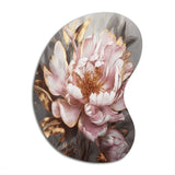 Pink Gold Peonies Petals - Asymmetric Metal Wall Art