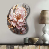 Pink Gold Peonies Petals - Asymmetric Metal Wall Art