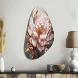 Pink Gold Peonies Petals - Asymmetric Metal Wall Art