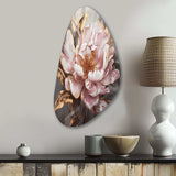 Pink Gold Peonies Petals - Asymmetric Metal Wall Art