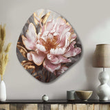 Pink Gold Peonies Petals - Asymmetric Metal Wall Art