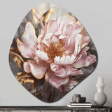 Pink Gold Peonies Petals - Asymmetric Metal Wall Art