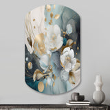 Blue Marble Gold Floral Impressions II - Asymmetric Metal Wall Art