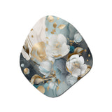 Blue Marble Gold Floral Impressions II - Asymmetric Metal Wall Art