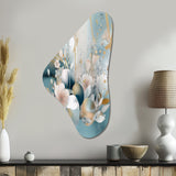 Blue Marble Gold Floral Impressions III - Asymmetric Metal Wall Art