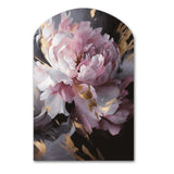 Harmonious Pink Grey Peony Flower II - Asymmetric Metal Wall Art