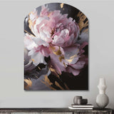 Harmonious Pink Grey Peony Flower II - Asymmetric Metal Wall Art