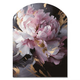 Harmonious Pink Grey Peony Flower II - Asymmetric Metal Wall Art