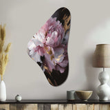 Harmonious Pink Grey Peony Flower II - Asymmetric Metal Wall Art