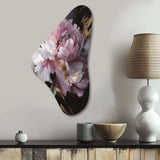 Harmonious Pink Grey Peony Flower II - Asymmetric Metal Wall Art