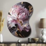 Harmonious Pink Grey Peony Flower II - Asymmetric Metal Wall Art