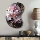 Harmonious Pink Grey Peony Flower II - Asymmetric Metal Wall Art